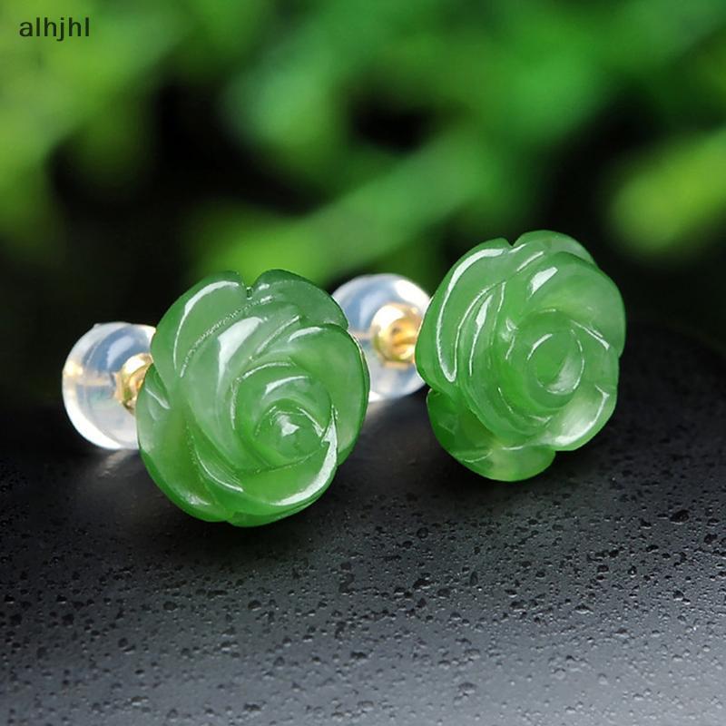 AL Minimalist Elegant Emerald Green Flower Shape Stud Earrings For Gift Ornament Accessory Decor Fas