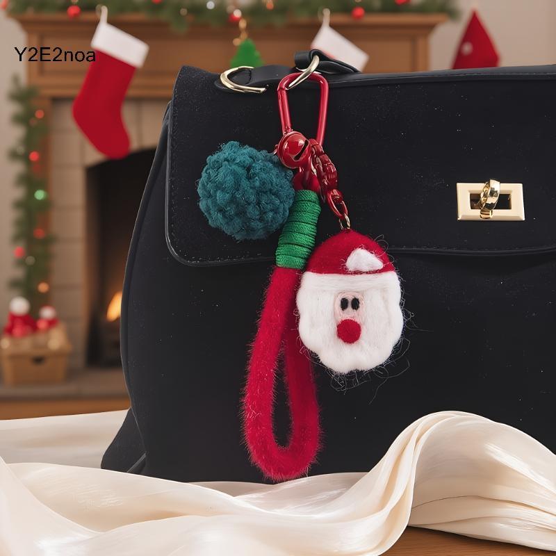 Y2E2noa Vui Giáng Sinh Cảm Thấy Ông Già Noel Nai Sừng Tấm Móc Khóa Túi Dễ Thương Mặt Dây Chuyền Ba L