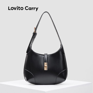 (Lovito Carry) Túi đeo vai nhỏ hình lưỡi liềm trơn thanh lịch đa năng phong cách Hàn Quốc dành cho nữ LFAR6077