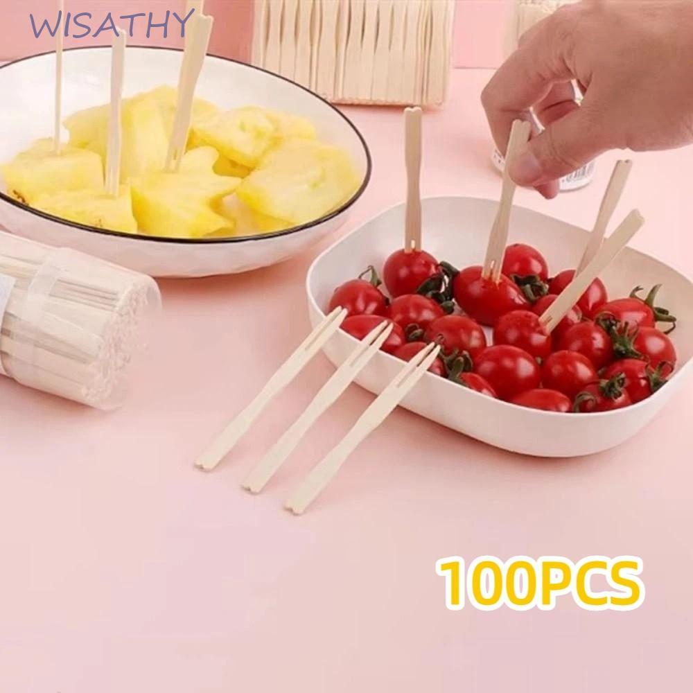 WISHY 100 Cái Nĩa Khai Vị, Nĩa Trái Cây Nhỏ Dùng Một Lần, Dịch Vụ Buffet Được Bọc Riêng Kích Thước M