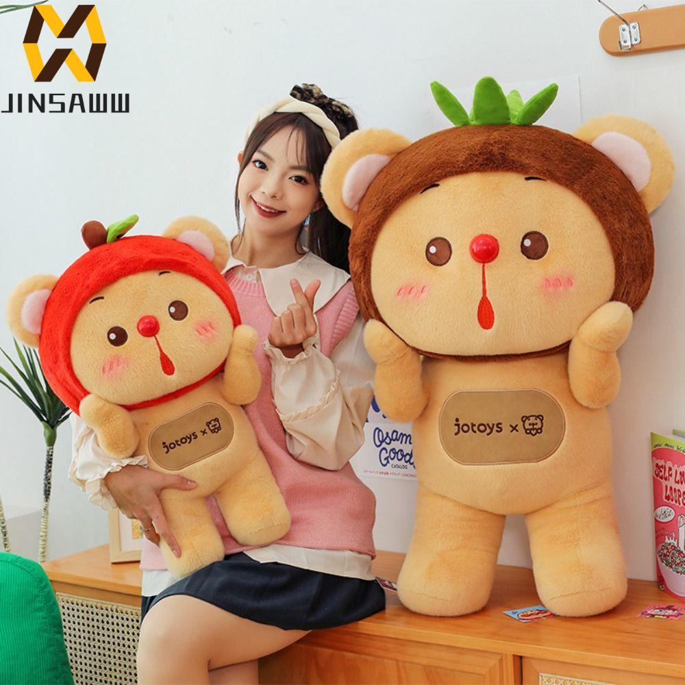 JENIFERDZ OYO Bear Cub Fruit Plush Toy, Mô phỏng Gối ném sang trọng gấu ngộ nghĩnh, Đồ chơi xoa dịu 