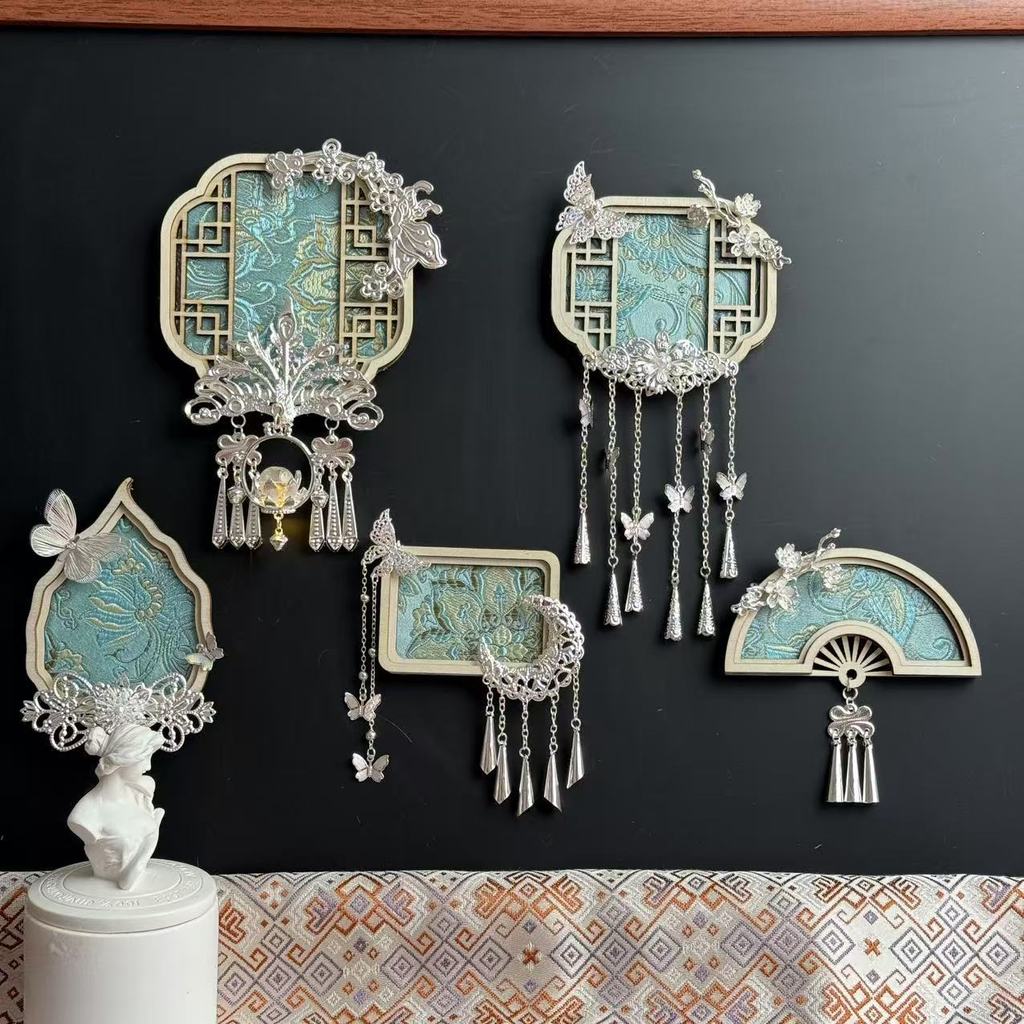 Dạ Quang Giả Bài Hát Handmade Phong Cách Trung Hoa Sáng Tạo Thổ Cẩm Cổ Ánh Sáng Có Thể Tủ Lạnh Dán P