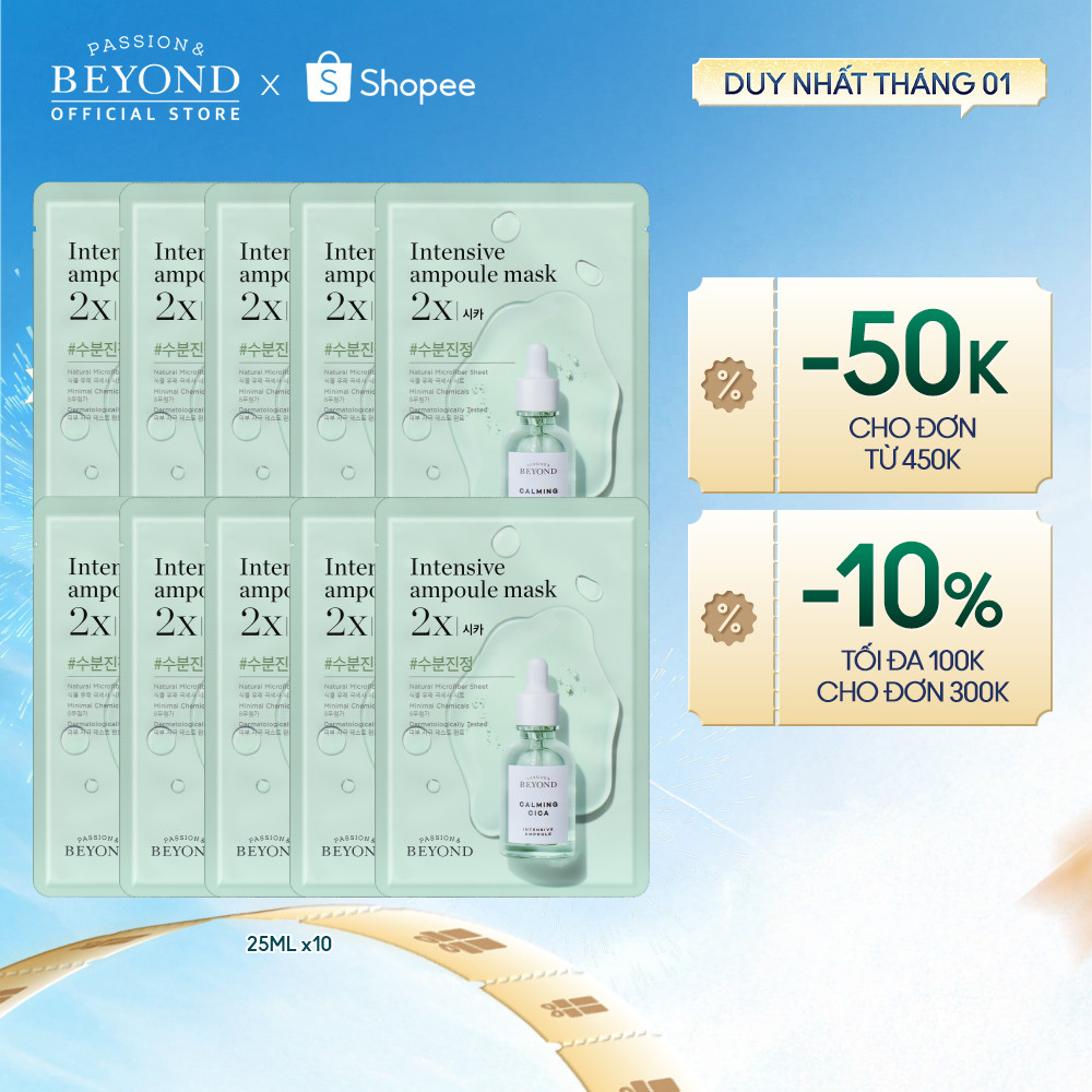 [Beyond Official] COMBO 10 Mặt nạ phục hồi Beyond Intensive Ampoule Mask 2X Cica 25ml