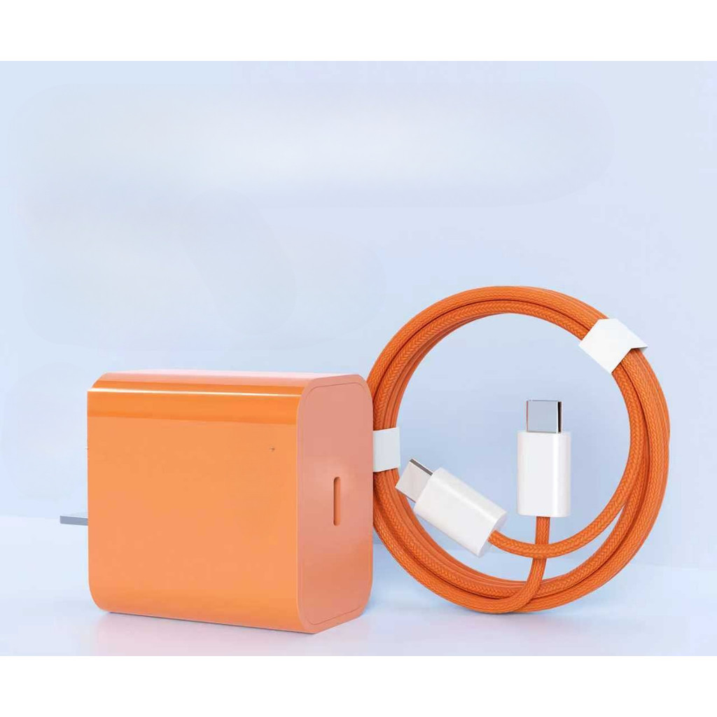 Combo sạc GaN 40W màu cam, Dây sạc nhanh bọc dù, Bộ sạc siêu nhanh 40W sạc mát máy - CB-CSIP17