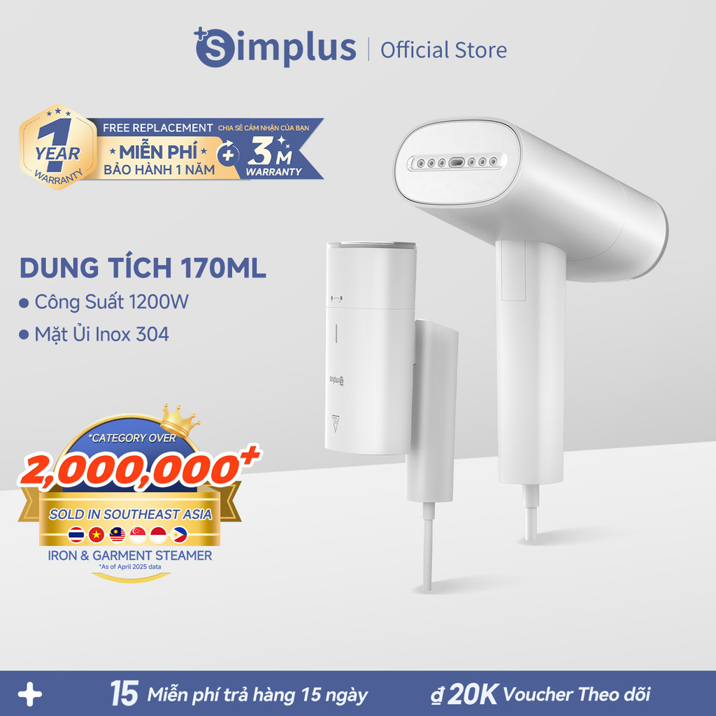 Simplus Bàn Ủi Hơi Nước Cầm Tay Dung Tích 170mL GTJH017 - Bảo Hành 1 Năm 1 Đổi 1