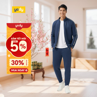  Bộ đồ nỉ nam YODY thể thao phối dây dệt nỉ đệm khí xốp nhẹ như lò xo MASL25F002 