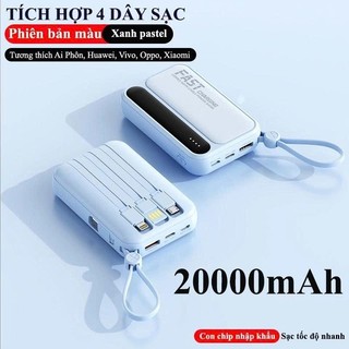 Sạc dự phòng 10000mAh sạc nhanh 22,5W mini tích hợp 2 dây sạc phù hợp với nhiều thiết bị