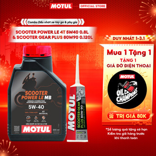  Combo Dầu nhớt xe tay ga Motul Scooter Power LE 4T 5W40 0.8L và Dầu hộp số xe tay ga SCOOTER GEAR PLUS 80W90 0.120L 