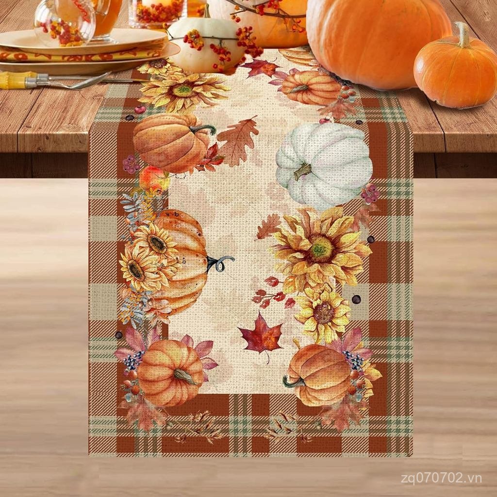 Pinata Fall Table Runner, Fall Runner cho Table 13 x 60, Mùa Thu Bí Ngô Kẻ Sọc Lá Chạy Cho Nhà Bếp T