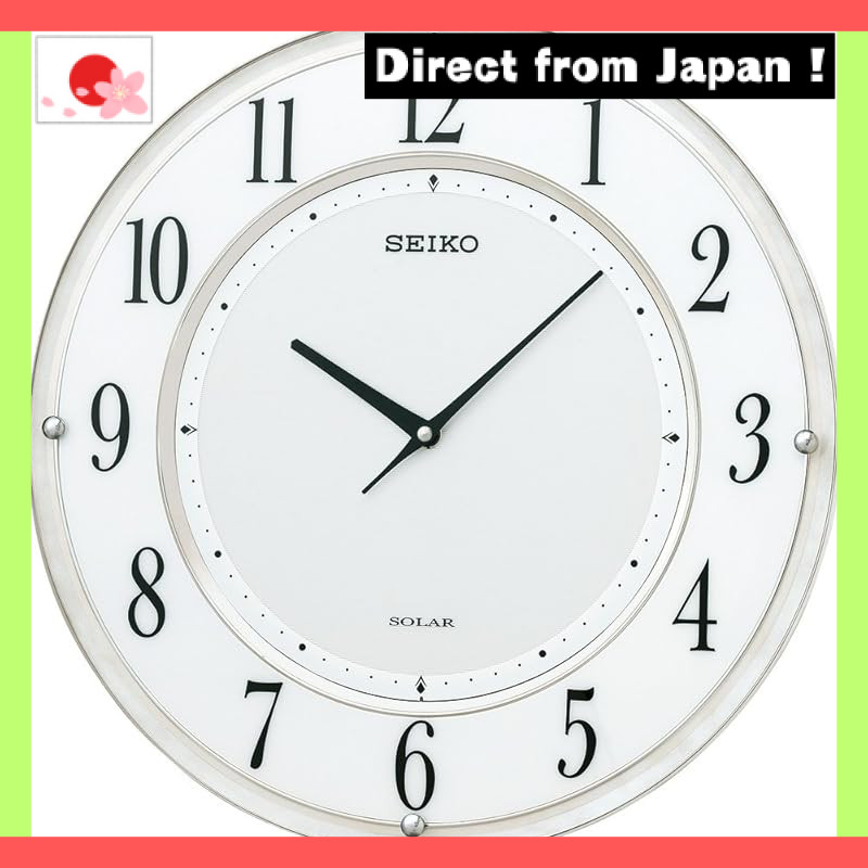 【Japan Original】
Seiko Clock Analog Solar+ Wall Clock - Slim Design with Wood Frame and Marble Patte