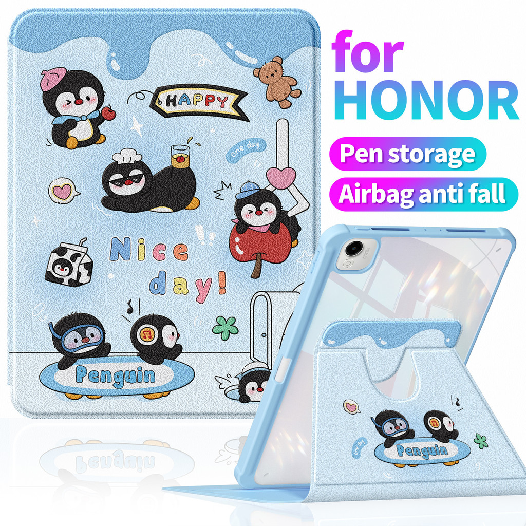 A1336 ❈ ❈ ❈ Ốp điện thoại xoay 360 Honor Pad 10 / 9 / X9a Đứng bằng da cứng Acrylic trong suốt Vỏ ch