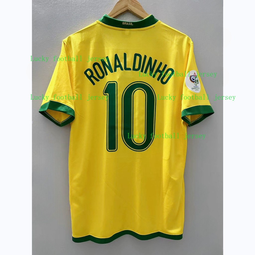 2006 Brazil RONALDINHO Chất Lượng Hàng Đầu Nhà Retro Bóng Đá Áo Thun Tùy Chỉnh 06 Áo Bóng Đá RONALDO