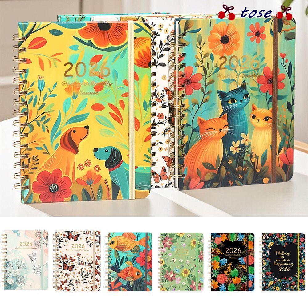 Lịch TOSE 2026, Hàng tuần và Hàng tháng Jan.2026 - Dec.2026 2026 Planner, A5 Tab hàng tháng Sổ tay c