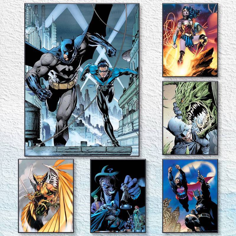 DC Comics Batman Superman Poster Không Khung Chống Thấm Nước HD Canvas Nghệ Thuật Truyện Tranh Phong