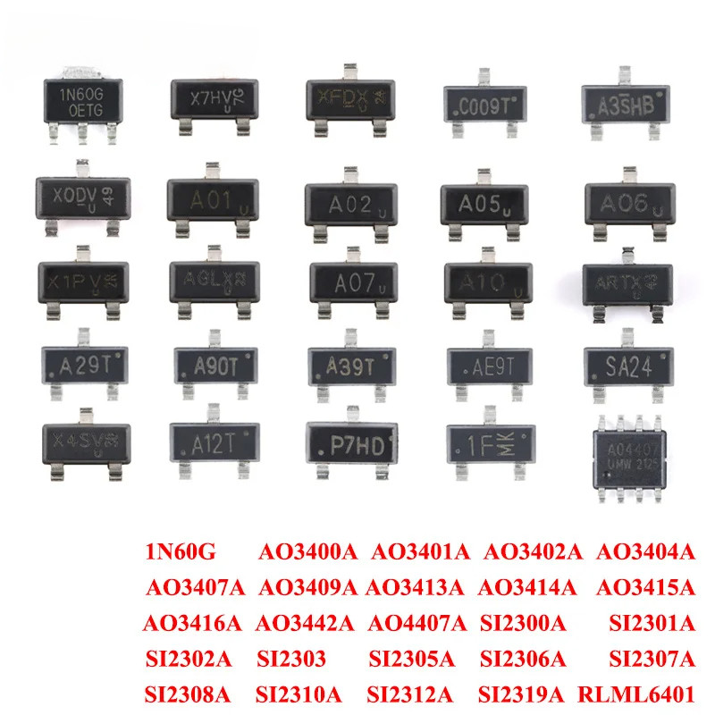 20-50 Miếng 1N60G AO3400A AO3401A AO3402A AO3404A AO3407A AO3409A AO3413A AO3414A AO3415A AO3442A AO