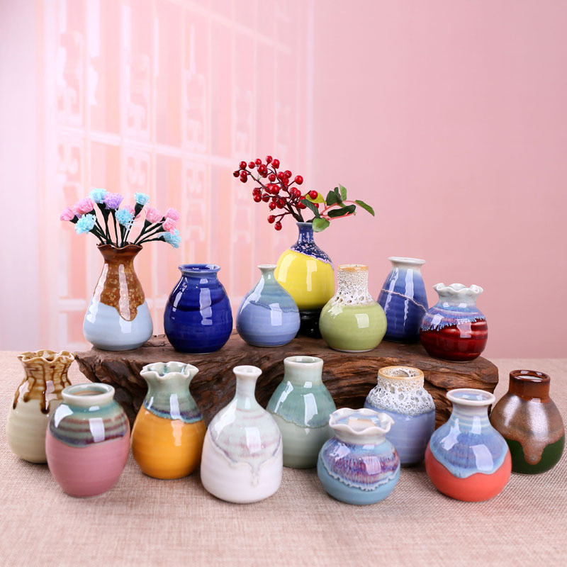 Gốm Mini Hoa Đồ Trang Trí Bình Sứ Nhỏ Bình Gốm Jingdezhen Bình Gốm Đồ Trang Trí Phòng Khách Nhỏ Hoa 