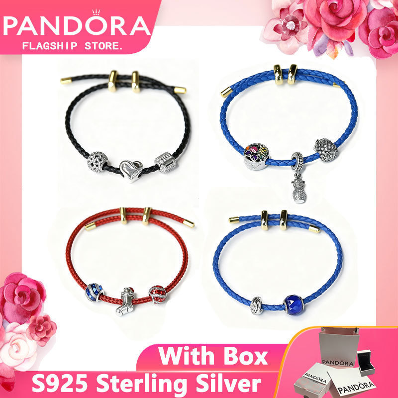 Pandora Bạc 925 Quà Tặng Chính Hãng Cho Nữ Cặp Đôi Có Hộp Vòng Tay Giấc Mơ Màu Xanh Bộ Vòng Tay