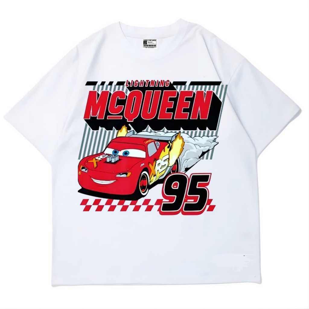 Nebula Tshirt Mcqueen 95 Vintage Kaos lengan pendek Putih