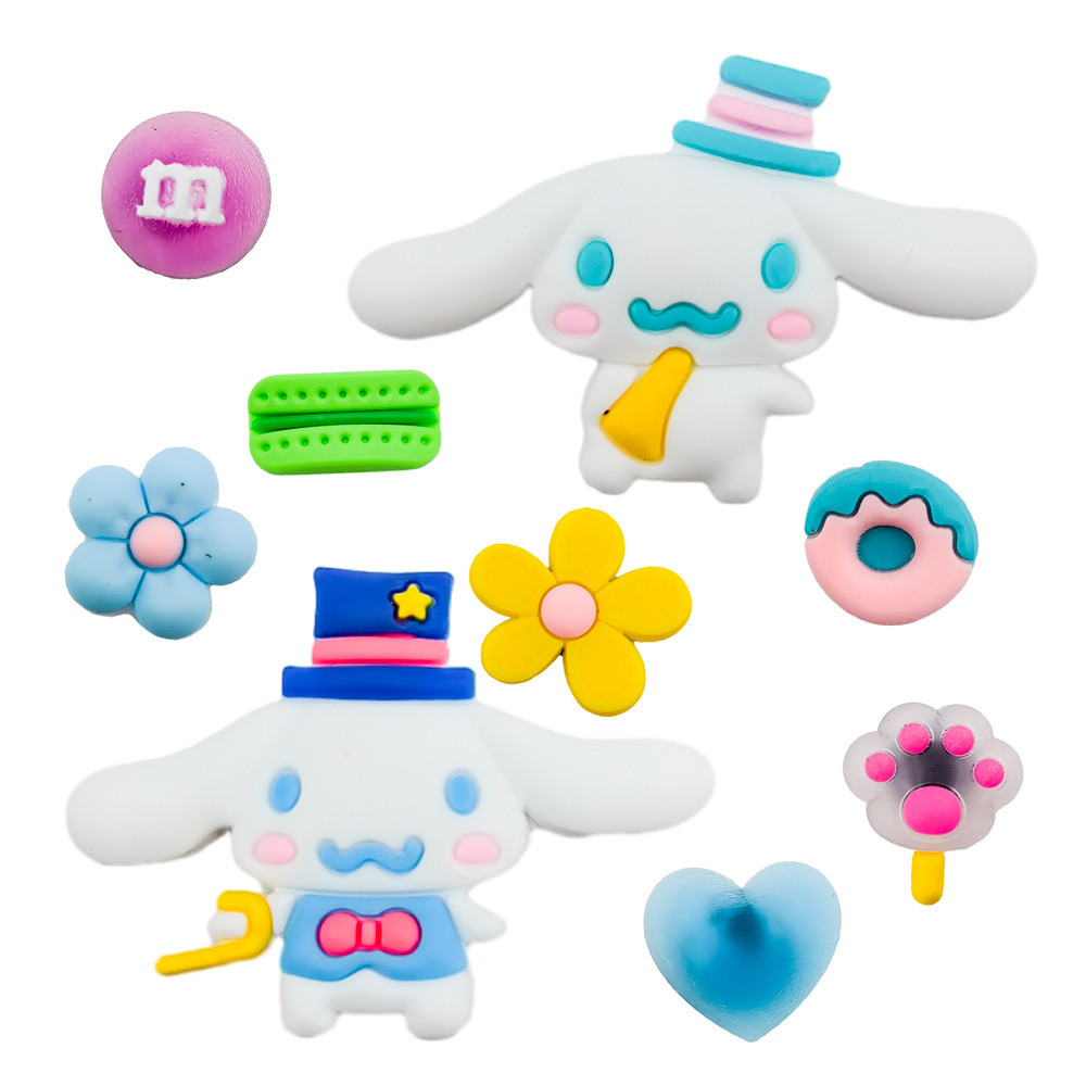 9 Chiếc Giày Quyến Rũ Dễ Thương Sanrio Hoạt Hình Cinnamoroll Giày Trang Trí PVC Khóa Giày Cho Crocs