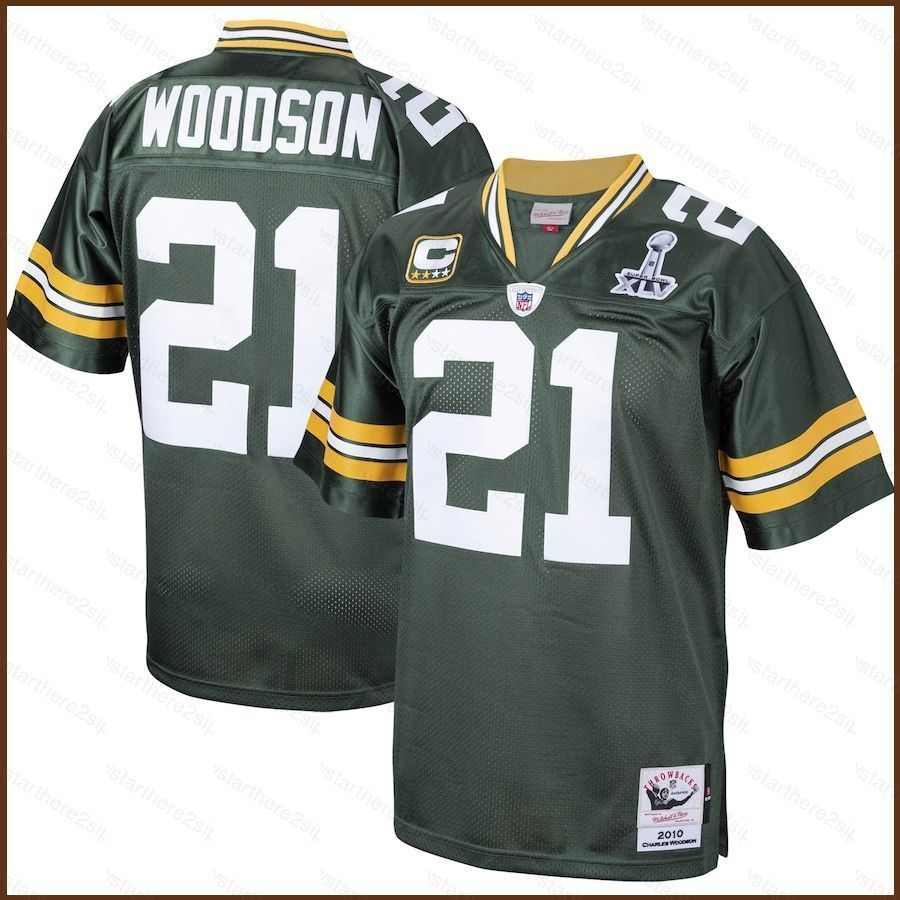 NFL Green Bay Packers Jersey Charles Woodson - Áo Thun Thể Thao Màu Xanh cho Người Hâm Mộ, Kích Thướ