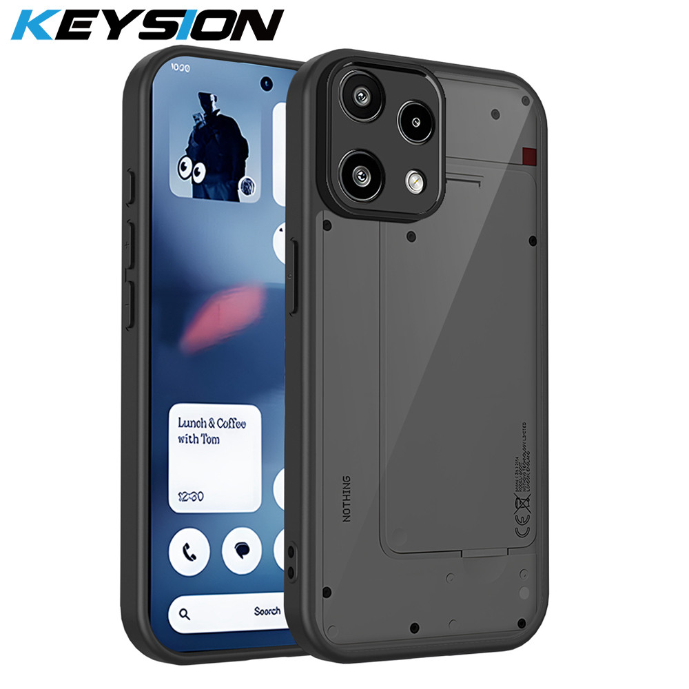 Ốp điện thoại màu đen mờ KEYSION cho Nothing Phone 3A Lite Silicone + PC Ốp lưng chống sốc trong suố