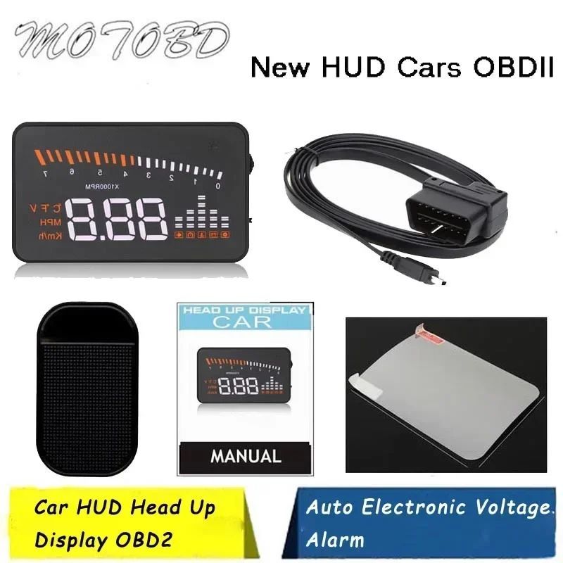 Mới 3 Inch X5 OBD2 HUD Màn Hình Hiển Thị Nhiệt Độ Nước Ô Tô Đồng Hồ Tốc Độ Hud Đầu Lên Màn Hình Điện