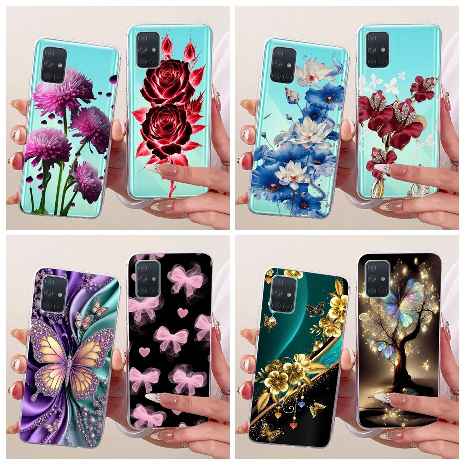 Dành Cho Samsung Galaxy A51 4G 5G Ốp điện thoại SM-A515F SM-A516B Hoa Thời Trang Mới Mềm Trong Suốt 