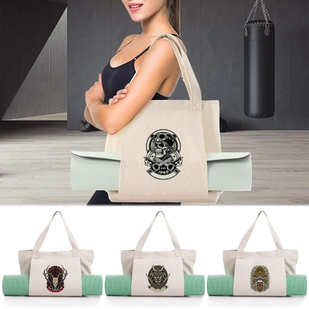 Gym Bag Shoulder Bag with Yoga Mat Holder Separate Storage Yoga Bag High Capacity Skull Series