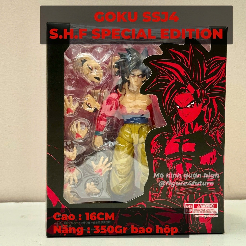 Mô hình Son Goku super saiyan 4 SSJ4 có khớp cao 16cm bản đặc biệt Dragonball Goku ssj4 SHF bootleg