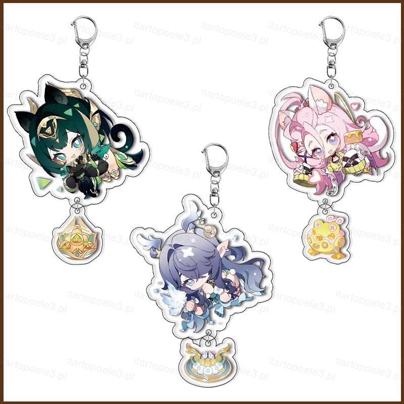 ST3 Genshin Tác Động Aino Acrylic Móc Khóa Nefer Ineffa Mặt Dây Chuyền Hoạt Hình Túi Phụ Kiện Anime 
