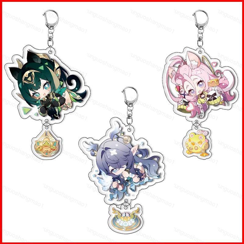CH1 Genshin Tác Động Aino Acrylic Móc Khóa Nefer Ineffa Mặt Dây Chuyền Hoạt Hình Túi Phụ Kiện Anime 
