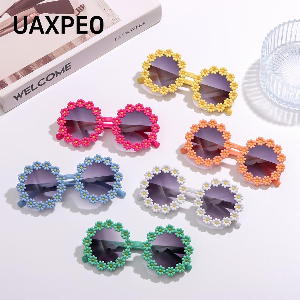 UAXPEO Kids Daisy Sunglasses Girls Festival Novel Disco Round Frame