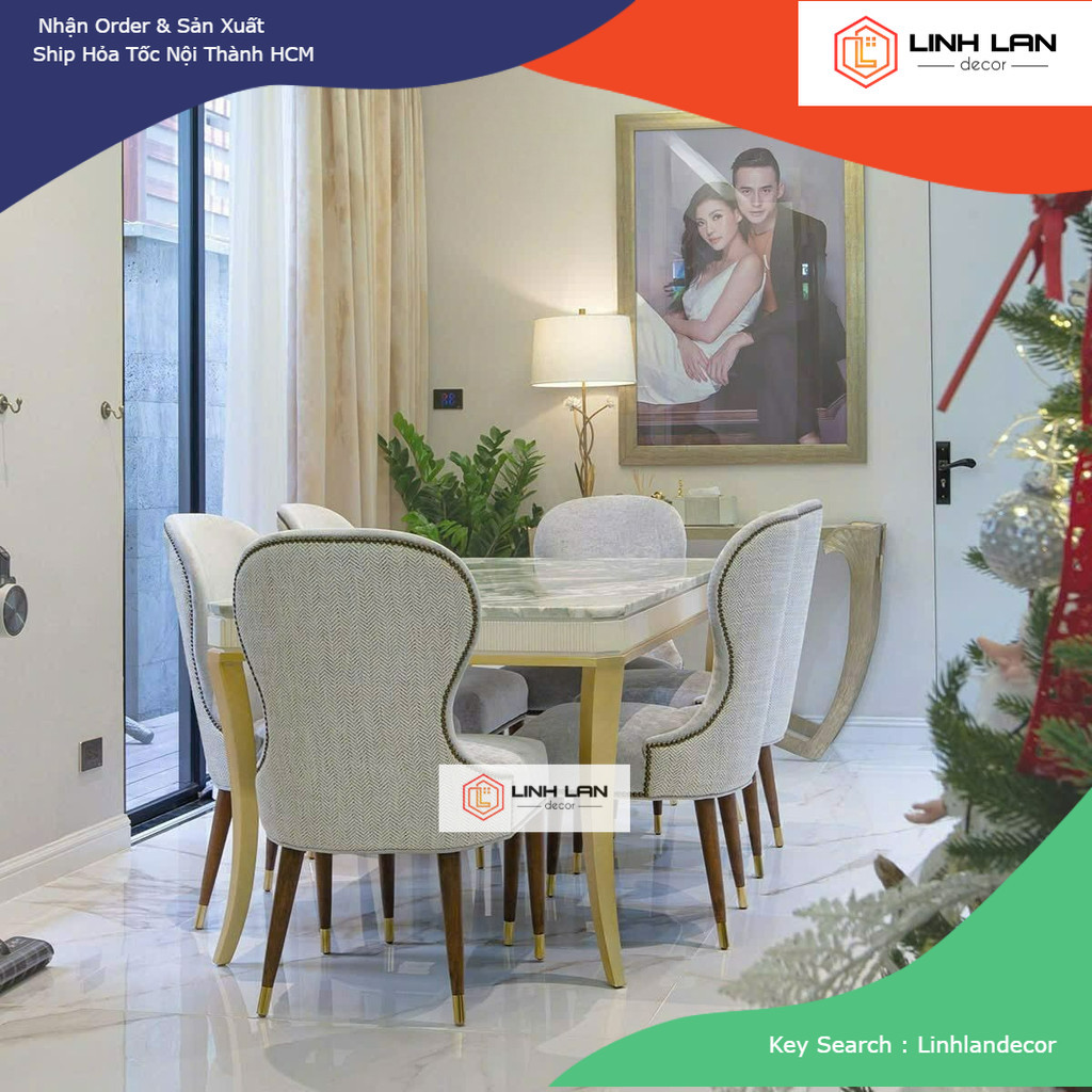[Hàng Đặt] Bộ Bàn Ăn Hiện Đại Elina – Linh Lan Decor