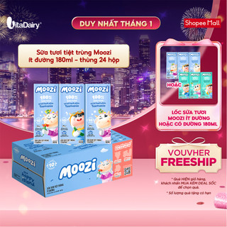  Sữa tươi tiệt trùng Moozi ít đường 180ml - Thùng 24 hộp 