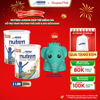   Tặng Balo Con Voi  Bộ 2 Sữa Bột NESTLÉ NUTREN JUNIOR Thụy Sĩ Với Công Thức BIG Hỗ Trợ Tăng Trưởng Cho Bé 800G 