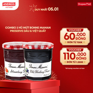  Combo 2 Hũ Mứt Bonne Maman Preserve Dâu & Việt Quất - 370g x 2 