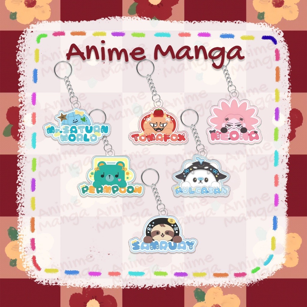 Móc khóa Couple Paody Metaa Domiia cute chất liệu acrylic trong suốt