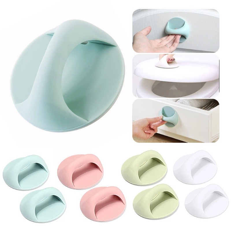 Nhựa Silicon Không Đục Lỗ Tay Cầm Tủ Cửa Ngăn Kéo Nắp Bồn Cầu Tay Cầm Phụ Dính Tay Cầm Tiết Kiệm Nhân Công Tay Cầm