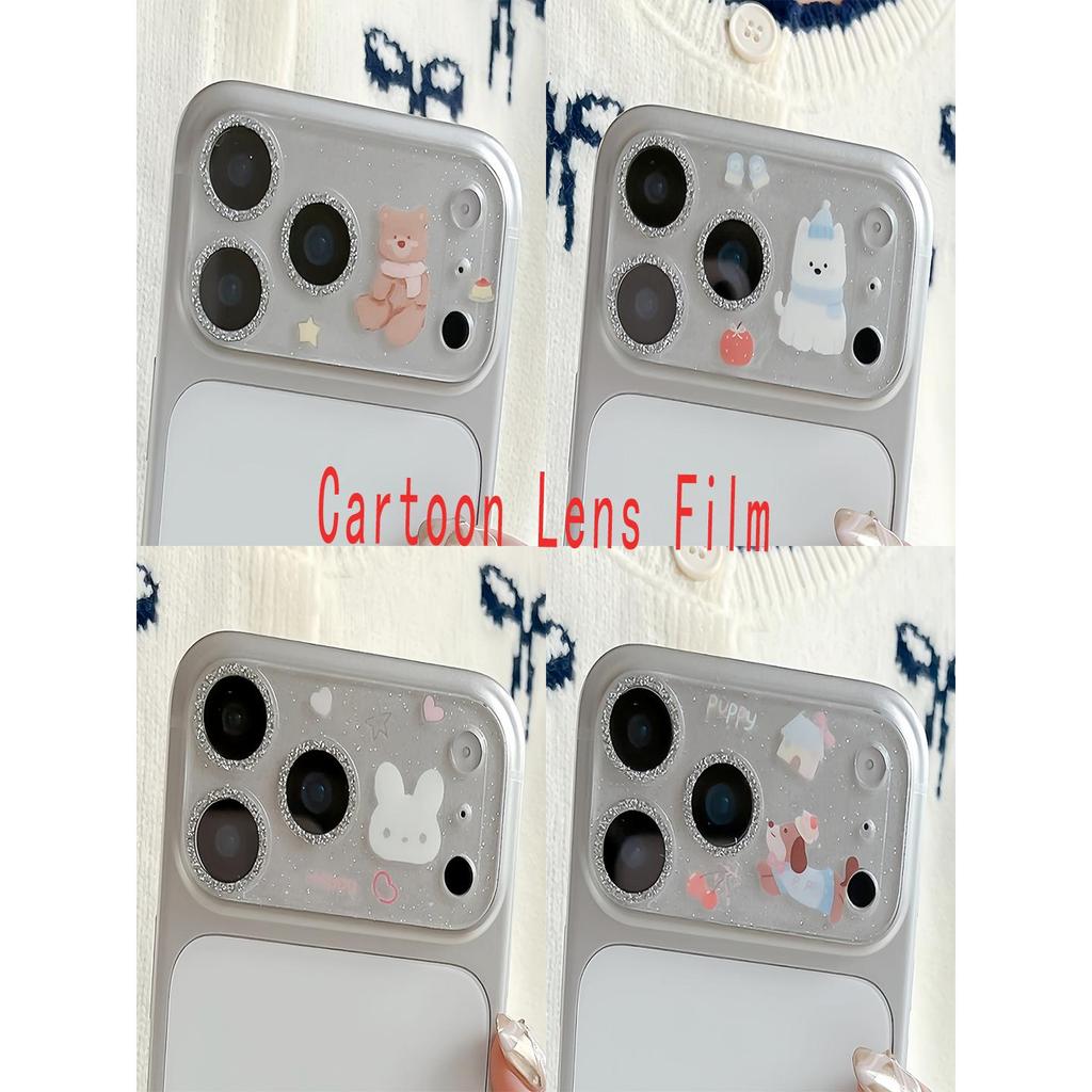 Dễ Thương Long Lanh Gấu Thỏ Dachshund Decal iPhone Ống Kính Phim Cho iPhone 17 17 Pro Max Vòng Bảo V
