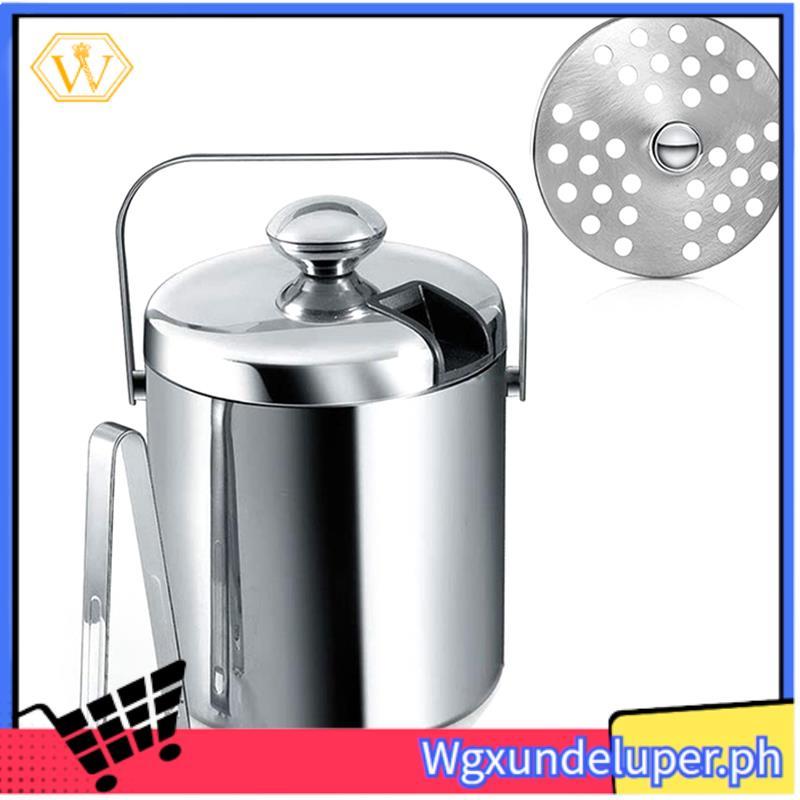 [W] Xô đá có nắp, Xô đá hai lớp có nắp, bằng thép không gỉ, Xô đá cách nhiệt 1,3 lít