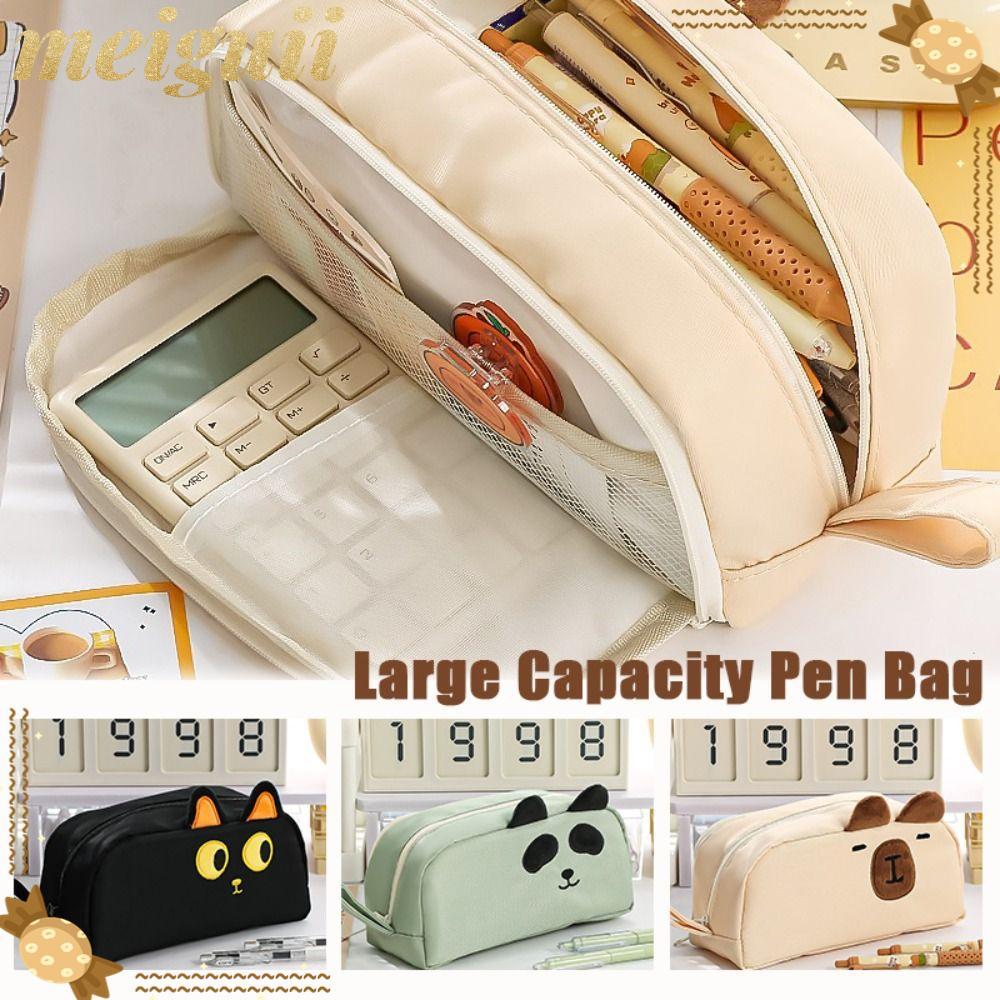 Túi Đựng Bút MEIGUII, Canvas Back To School Gift Pencil, Capybara / Panda / Cat Chất Lượng Cao Hộp B