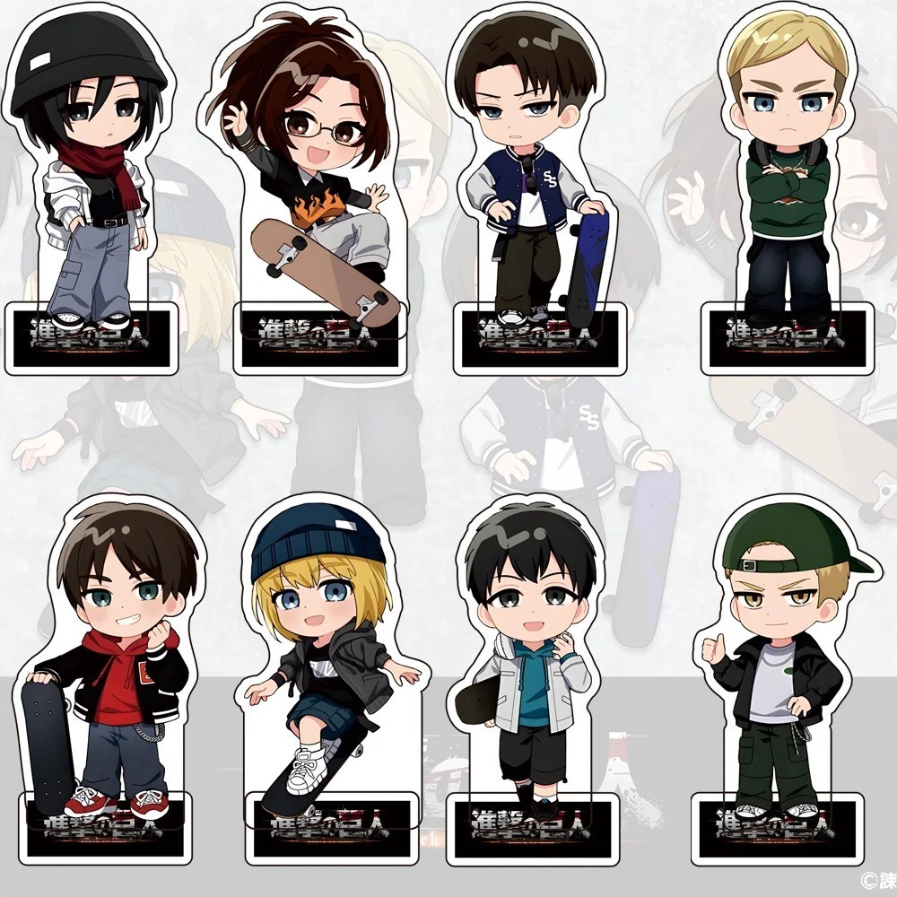 Mô hình Standee anime Attack on Titan AOT  Eren Levi Mikasa Armin Hange bản Retro Fashion cực đẹp tr