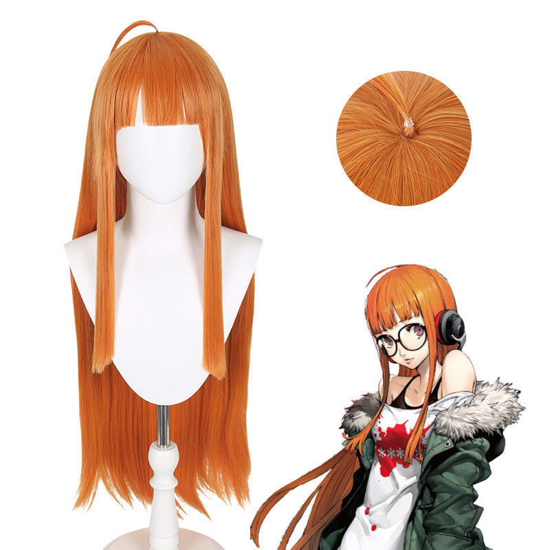 Tóc giả màu cam dáng thẳng cho cosplay Persona5 Sakura Futaba