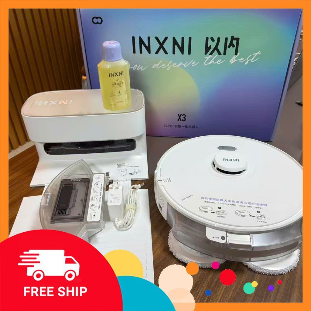 Robot hút bụi lau nhà INXNI X3 .bản quốc tế app tiếng Việt, Lau xoay rất sạch