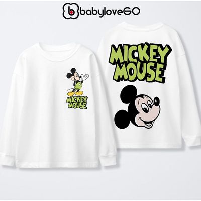 Áo thu đông cho bé trai BabyloveGO BST Disney Mickey áo cổ tròn bo tay chất thun cotton cho bé 1 đến 10 tuổi