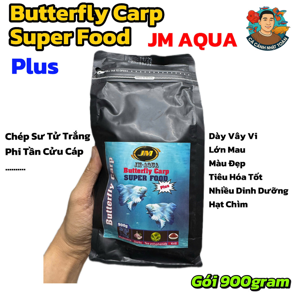 JM Aqua Butterfly Carp Super Food Plus Cám Chìm Cho Cá Chép Sư Tử Trắng, Phi Tần Cửu Cáp (Gói 900gra