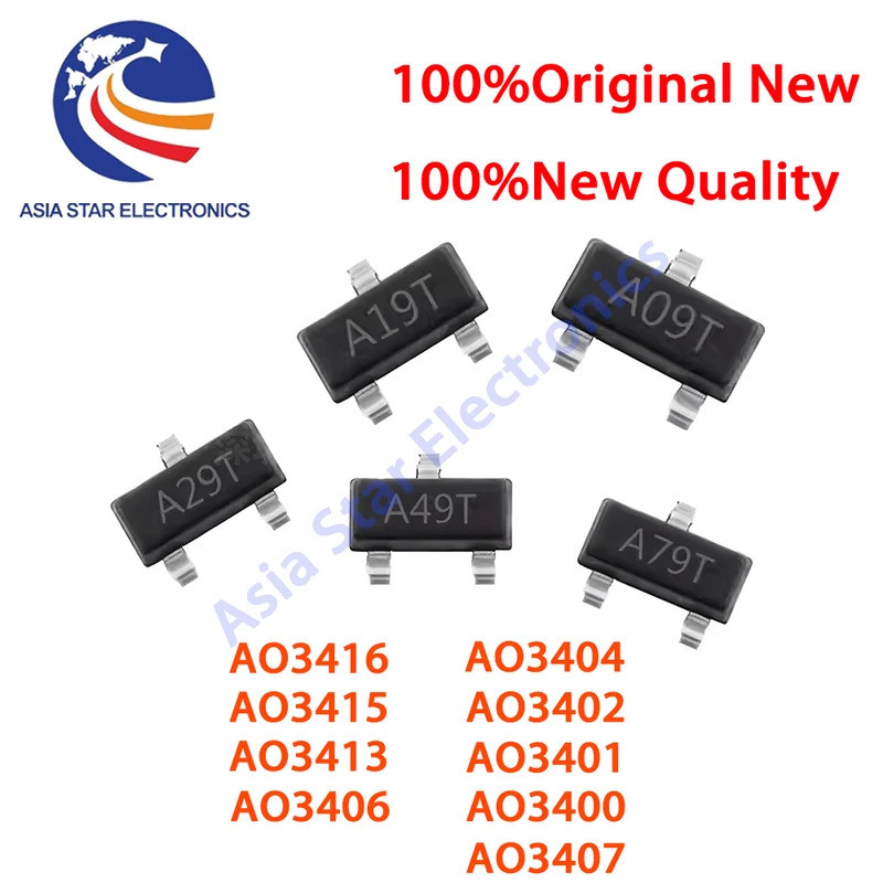 5 CÁI AO3400 AO3401 AO3402 AO3404 AO3406 AO3407 AO3415 AO3416 AO3404 AO3406 AO3415 SMD Mosfet Transi