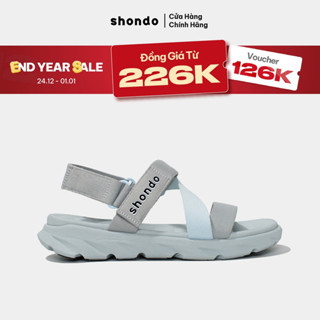  Giày Sandals Nam Nữ Shondo F6 Sport Đế Xám Phối Quai Xanh Da Trời F6S2030 