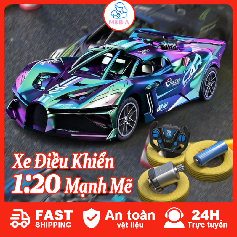 Xe điều khiển từ xa Bugattii 1:20,ô tô điều khiển làm quà tặng sinh nhật cho bé,Tặng Kèm Pin Sạc