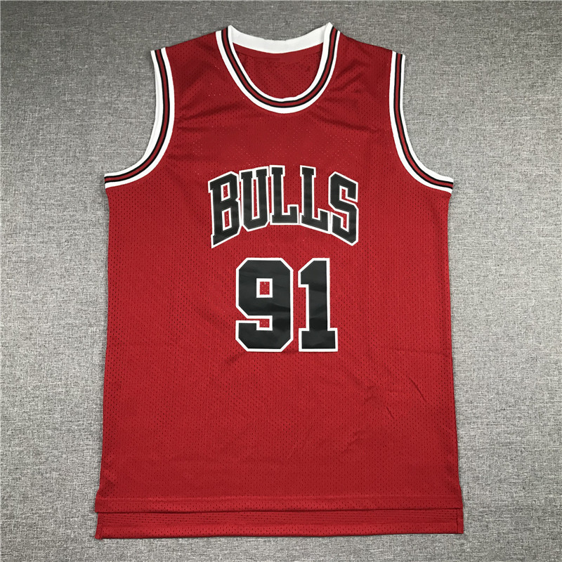 91 Phiên bản Retro Áo bóng rổ thêu Rodman Bulls